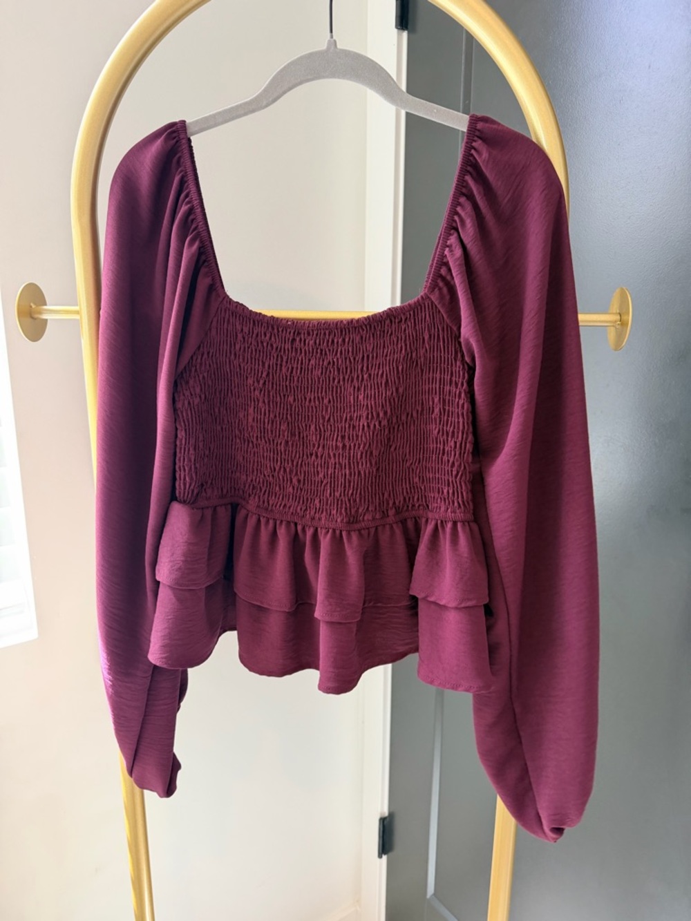 Altar'd State Smocked Peplum Babydoll - Plum